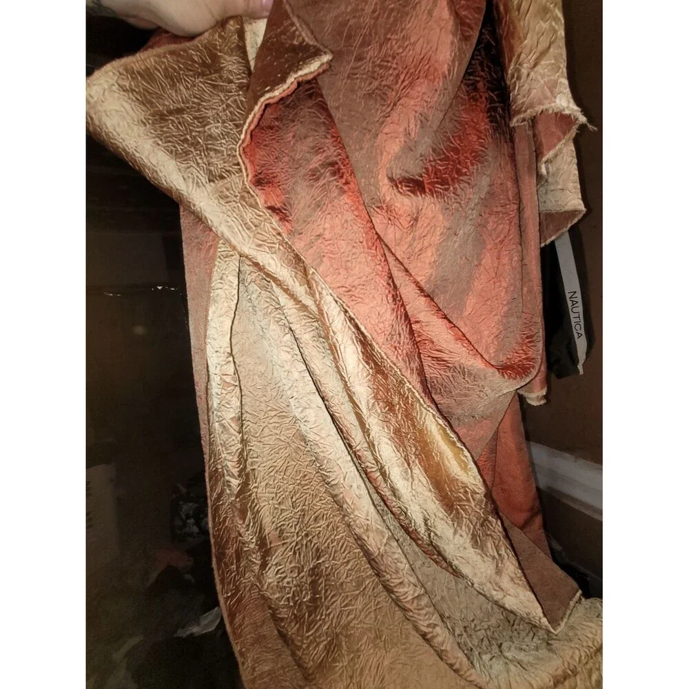 VTG jcpenney Crushed Velvet Swag Drapes in Gold and Copper *read